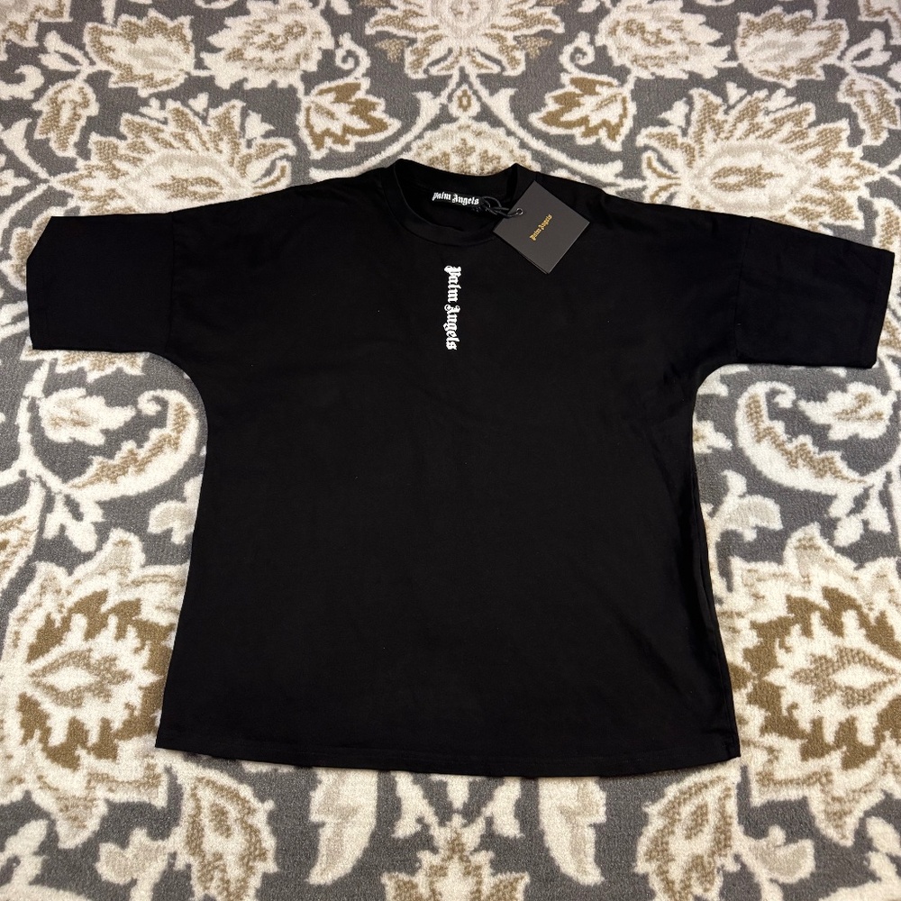 Men’s Palm Angels Vertical Logo Black T-Shirt Size Large
